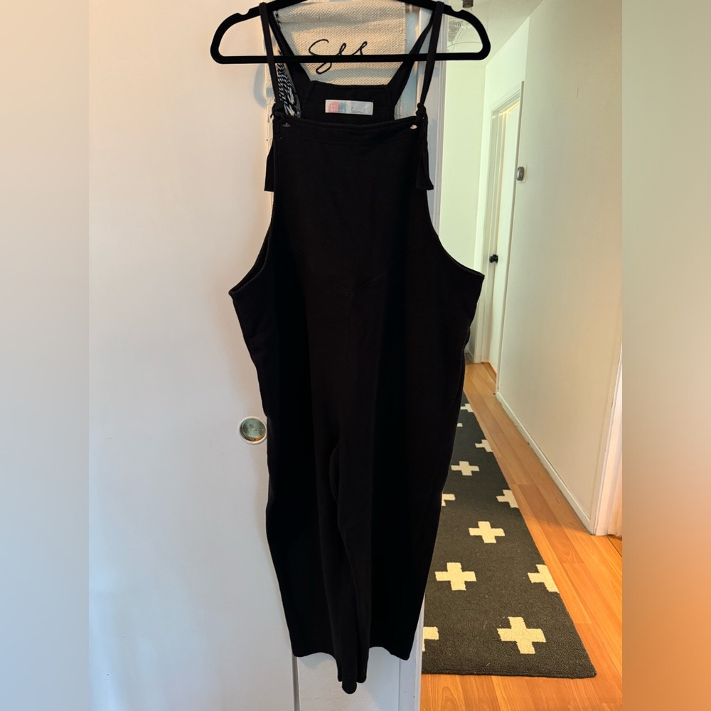 Free People Beach Black Overalls